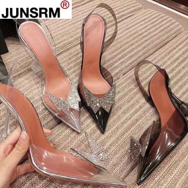 sandals 2021 pointed transparent women's bun water drill bow wine glass heels, Black
sandals 2021 pointed transparent women's bun water drill bow wine glass heels, Black