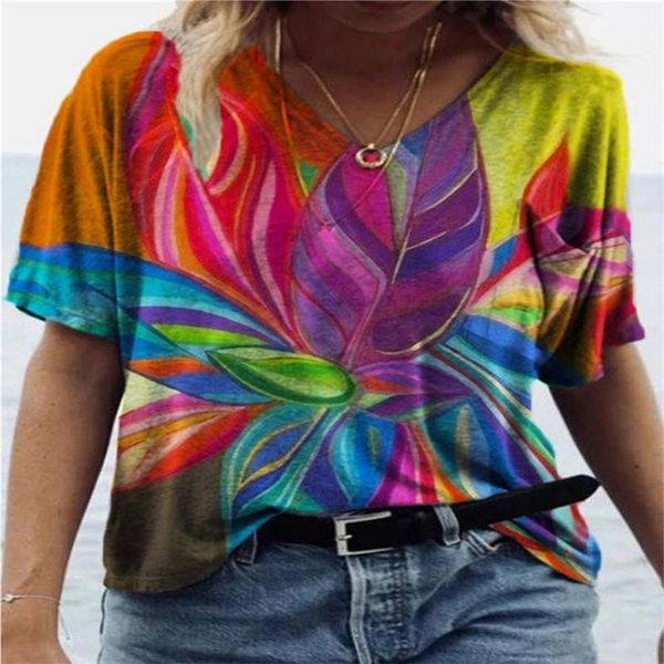 women's t-shirt 2021 abstract printing 3d loose v-neck short-sleeve casual summer streetwear, White
women's t-shirt 2021 abstract printing 3d loose v-neck short-sleeve casual summer streetwear, White
