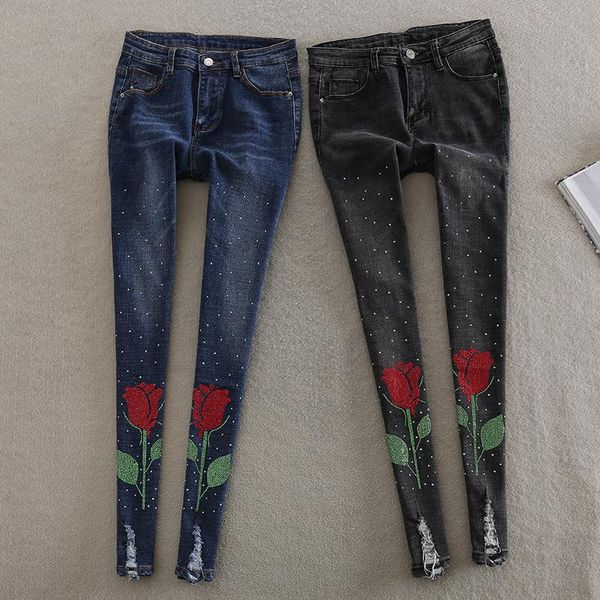 women's jeans drilling 2021 spring and summer slim was thin feet pants stretch holes pencil women tide, Blue
women's jeans drilling 2021 spring and summer slim was thin feet pants stretch holes pencil women tide, Blue