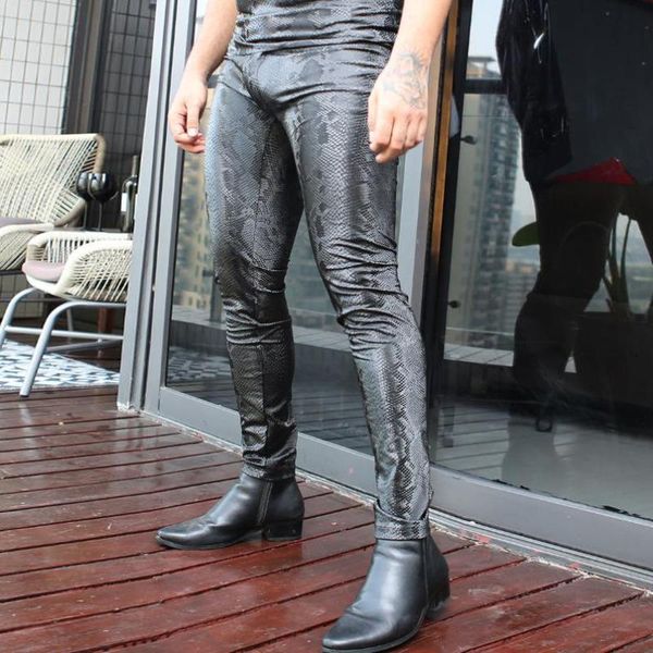 men's pants faux pu leather snake print tight pencil men motorcycle trousers thin fleece warm spodnie pantalon homme korean streetwear, Black
men's pants faux pu leather snake print tight pencil men motorcycle trousers thin fleece warm spodnie pantalon homme korean streetwear, Black