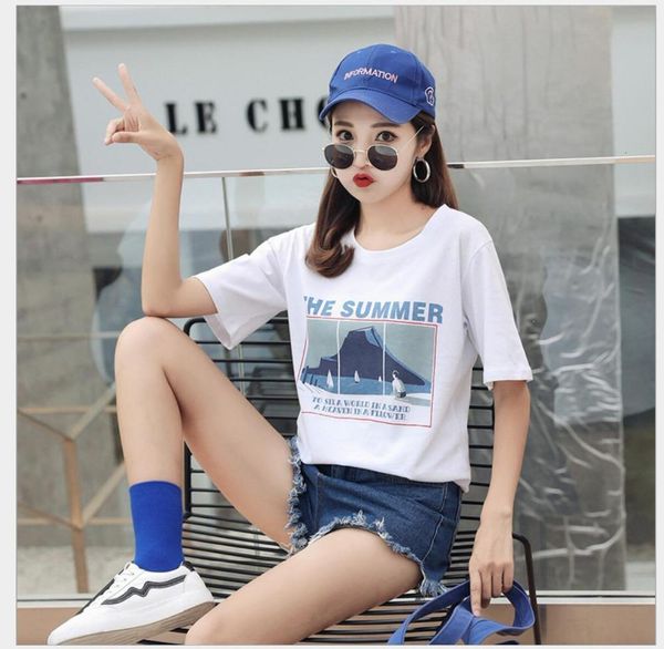 new fashion t shirt woman spring summer letter print short sleeve o neck cotton spandex women jy1003, White
new fashion t shirt woman spring summer letter print short sleeve o neck cotton spandex women jy1003, White