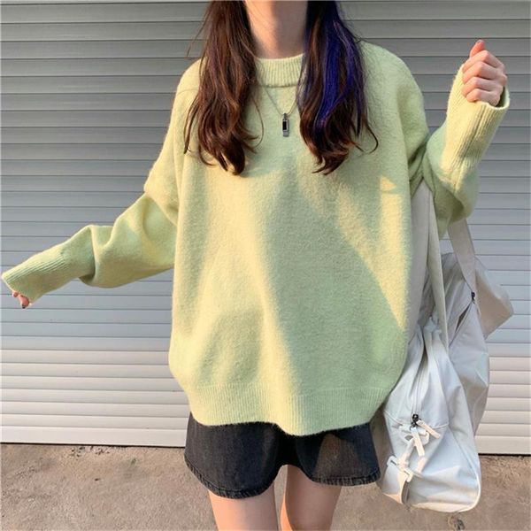 women's sweaters korean autumn-winter chic commuter pullover round neck solid color loose thin basic thick women sweater, White;black
women's sweaters korean autumn-winter chic commuter pullover round neck solid color loose thin basic thick women sweater, White;black