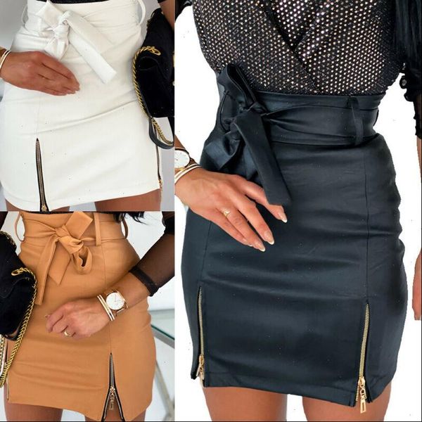 women skirts fashion solid color high waist pu leather mini skirt a line bodycon pencil short zipper, Black
women skirts fashion solid color high waist pu leather mini skirt a line bodycon pencil short zipper, Black