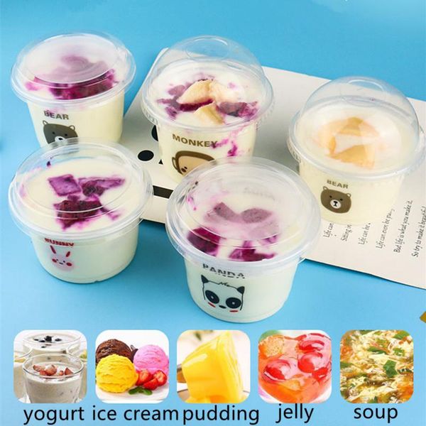 disposable cups & straws 50pcs creative cartoon pudding cup 250ml party favor transparent plastic yogurt ice cream packaging with lid
disposable cups & straws 50pcs creative cartoon pudding cup 250ml party favor transparent plastic yogurt ice cream packaging with lid