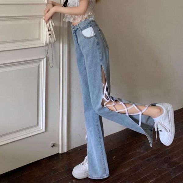 women's jeans 2021 women straight high waist split bandage summer student light blue mopping trend irregular denim pants vaqueros mujer
women's jeans 2021 women straight high waist split bandage summer student light blue mopping trend irregular denim pants vaqueros mujer