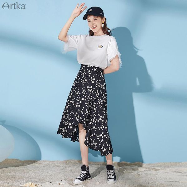 skirts artka 2021 summer little daisy series skirt elegant floral print chiffon irregularly ruffled long women qa20305x, Black
skirts artka 2021 summer little daisy series skirt elegant floral print chiffon irregularly ruffled long women qa20305x, Black