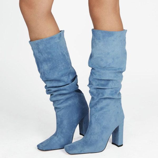 boots faux suede lady high knee keep warm autumn winter fashion pleated square toe thick heel slip on large size women's shoes, Black
boots faux suede lady high knee keep warm autumn winter fashion pleated square toe thick heel slip on large size women's shoes, Black