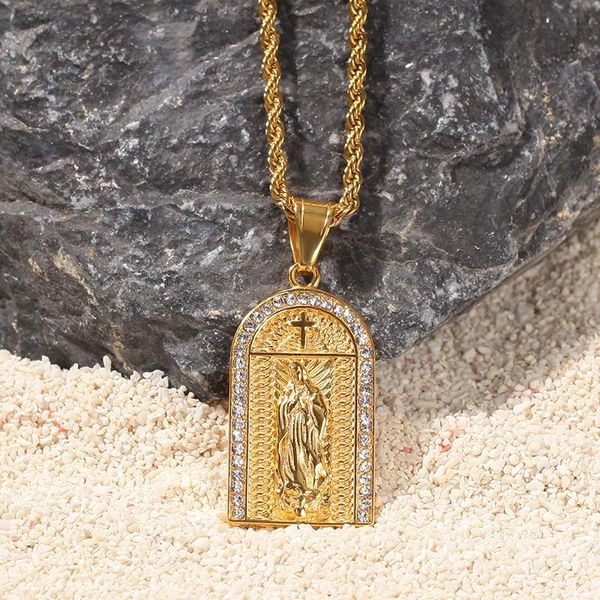 pendant necklaces hip hop bling iced out rhinestones gold stainless steel virgin mary necklace for men women catholic jewelry, Silver
pendant necklaces hip hop bling iced out rhinestones gold stainless steel virgin mary necklace for men women catholic jewelry, Silver