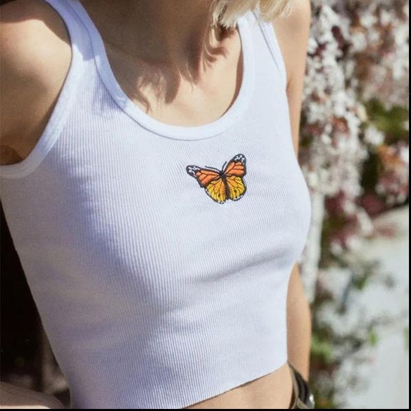 womens butterfly embroidery camisole sleeveless crop vest summer solid basic tees casual ladies white tank
womens butterfly embroidery camisole sleeveless crop vest summer solid basic tees casual ladies white tank