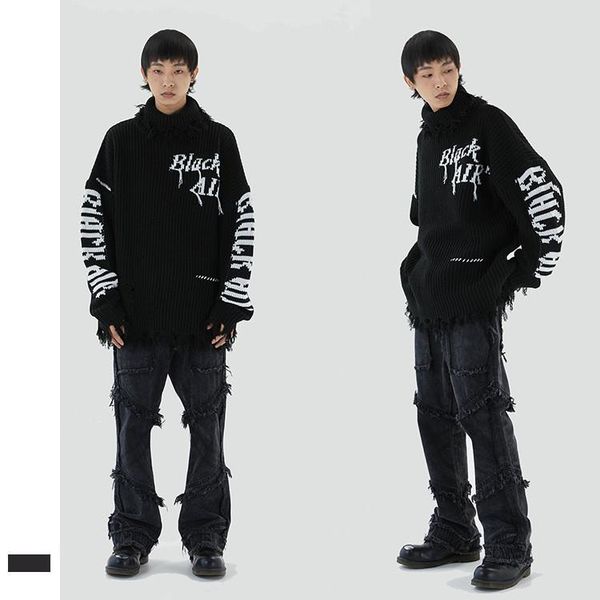 men's hoodies & sweatshirts gothic dark autumn and winter broken edge sweater male high street design high-neck pullover female, Black
men's hoodies & sweatshirts gothic dark autumn and winter broken edge sweater male high street design high-neck pullover female, Black