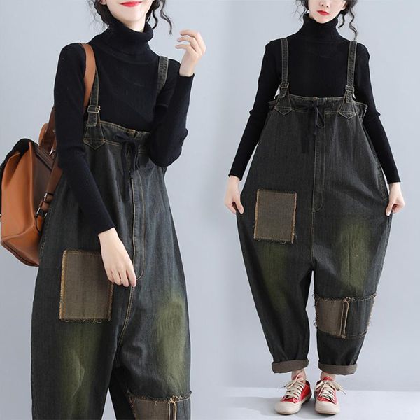 women's jumpsuits & rompers -xxl women casual oversize loose cotton overalls literature denim jumpsuit cool hanging pants, Black;white
women's jumpsuits & rompers -xxl women casual oversize loose cotton overalls literature denim jumpsuit cool hanging pants, Black;white