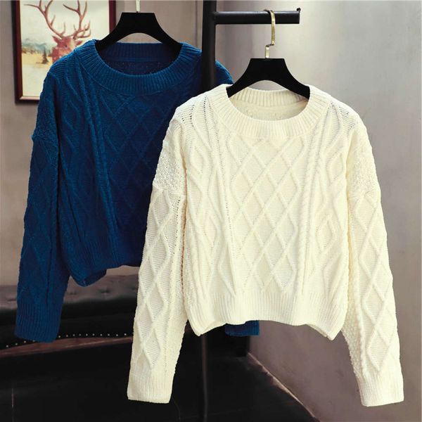 2021autumn winter wear 2020 new loose and lazy style pullover chenille women's short twist sweater, White;black
2021autumn winter wear 2020 new loose and lazy style pullover chenille women's short twist sweater, White;black