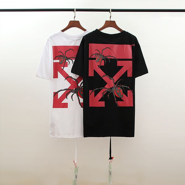 style brand fashion off red arrow spider print short sleeve european loose size men's and women's t-shirt, White;black
style brand fashion off red arrow spider print short sleeve european loose size men's and women's t-shirt, White;black