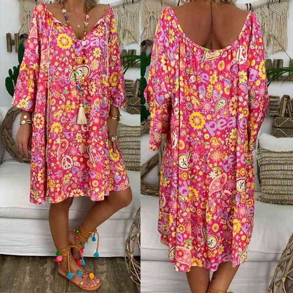 summer plus size women boho floral print dress casual loose deep v neck holiday beach shirt dress vestido, Black;gray
summer plus size women boho floral print dress casual loose deep v neck holiday beach shirt dress vestido, Black;gray