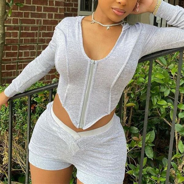 uefezo casual long sleeve bodycon women matching sets hooded workout active wear 2 piece outfits corset and pants shorts set, Black;white
uefezo casual long sleeve bodycon women matching sets hooded workout active wear 2 piece outfits corset and pants shorts set, Black;white