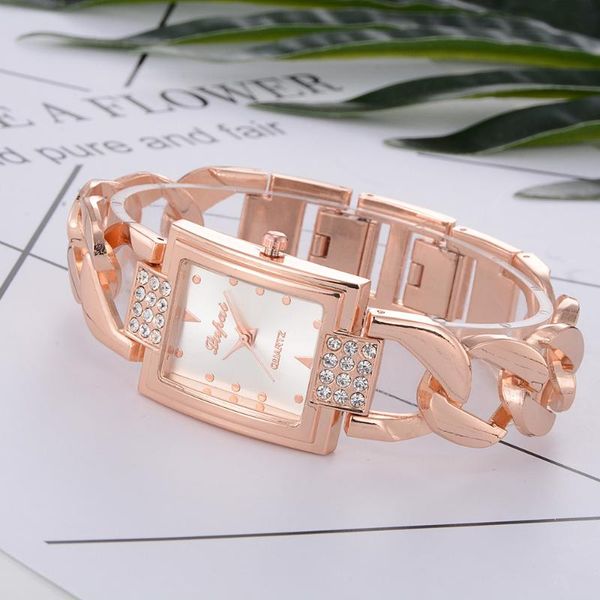 wristwatches fashion women rose gold watches ladies diamond bracelet watch quartz rectangle wrist for woman gift, Slivery;brown
wristwatches fashion women rose gold watches ladies diamond bracelet watch quartz rectangle wrist for woman gift, Slivery;brown