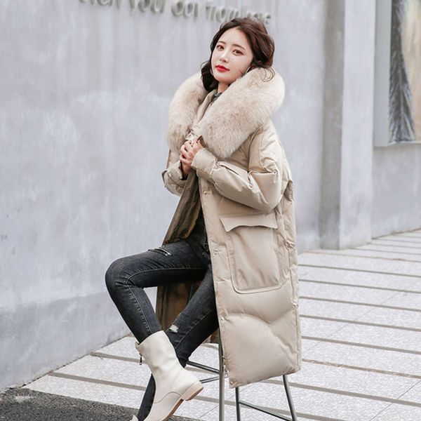 beibei's same thickened coat women's winter hooded wool collar loose down cotton jacket, Black
beibei's same thickened coat women's winter hooded wool collar loose down cotton jacket, Black