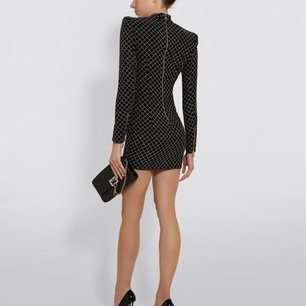 casual dresses est 2021 spring designer dress women's long sleeve grid shimmer sequined embellished velvet mini, Black;gray
casual dresses est 2021 spring designer dress women's long sleeve grid shimmer sequined embellished velvet mini, Black;gray
