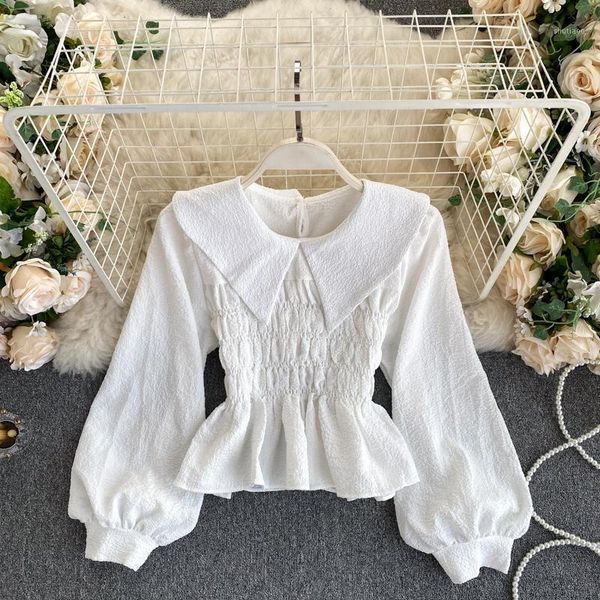 girly feel to wear a sweet elastic slim short waist lotus leaf swing foreign air bubble sleeve women autumn gx1118 women's blouses & sh, White
girly feel to wear a sweet elastic slim short waist lotus leaf swing foreign air bubble sleeve women autumn gx1118 women's blouses & sh, White