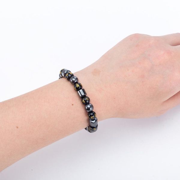 beaded, strands simple beaded black gallbladder magnetic therapy stone eight-character mantra health jewelry natural