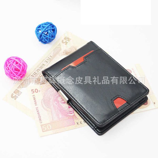 straight american money clip short men's leather wallet pu card wrapping, Black 
straight american money clip short men's leather wallet pu card wrapping, Black