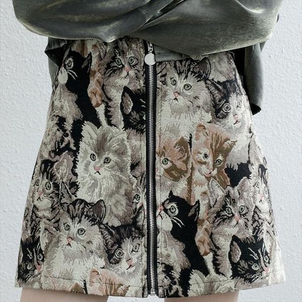 elegant vintage cat printed womens skirts mini a line embroidery pencil high waist skirt mujer zipper, Black
elegant vintage cat printed womens skirts mini a line embroidery pencil high waist skirt mujer zipper, Black