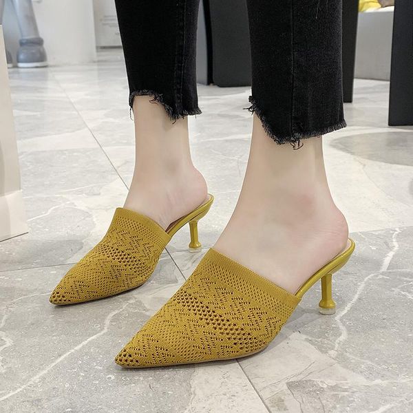 slippers mules shoes woman pointed toe knitting cutout thin high heels stretch fabric lazy female breathable slides 2021, Black
slippers mules shoes woman pointed toe knitting cutout thin high heels stretch fabric lazy female breathable slides 2021, Black