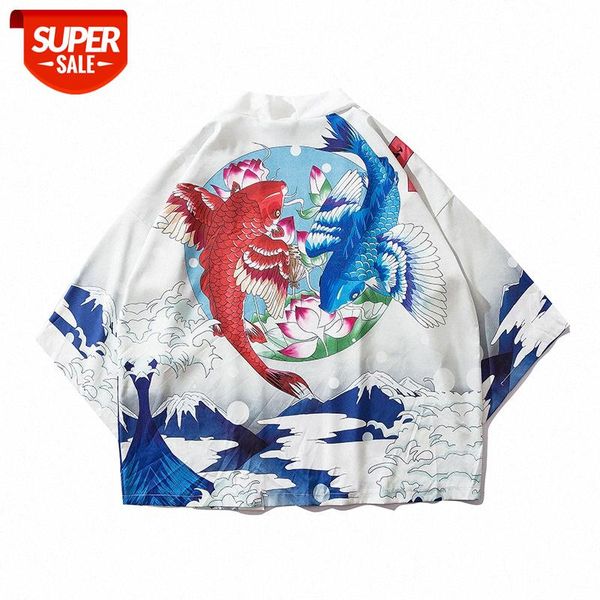 japanese-style road robe ocean wave carp print kimono men and women loose three-quarter sleeve shirt #tr3k, White;black
japanese-style road robe ocean wave carp print kimono men and women loose three-quarter sleeve shirt #tr3k, White;black
