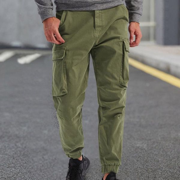 men's pants mid-waist zip casual relaxed fit solid streetwear military cargo trousers with multi-pocket sweatpants, Black
men's pants mid-waist zip casual relaxed fit solid streetwear military cargo trousers with multi-pocket sweatpants, Black