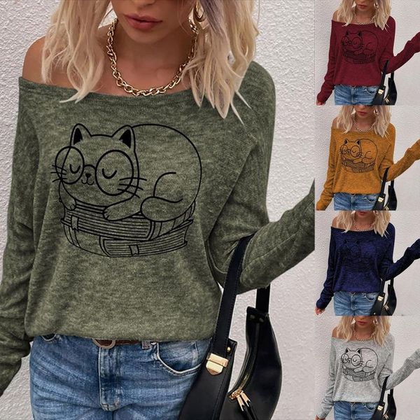 women's sweaters spring and autumn fashion off-the-shoulder sweater multicolor printed long-sleeved bottoming shirt top, White;black
women's sweaters spring and autumn fashion off-the-shoulder sweater multicolor printed long-sleeved bottoming shirt top, White;black