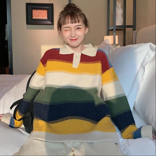 winter korea new ins harajuku vintage rainbow striped knit chic ins women fashion oversize loose ulzzang casual women sweater, White;black
winter korea new ins harajuku vintage rainbow striped knit chic ins women fashion oversize loose ulzzang casual women sweater, White;black
