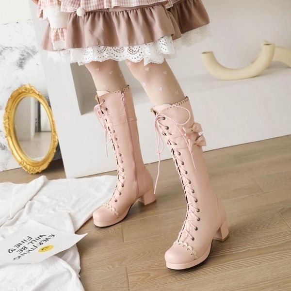 boots below the knee show thin legs long barrel black high heel lace up knight bow
boots below the knee show thin legs long barrel black high heel lace up knight bow
