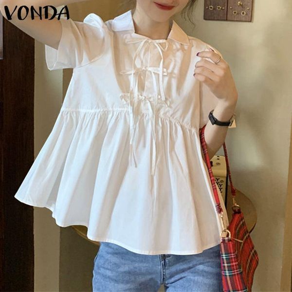 women's blouses & shirts women casual solid color blouse short sleeve lapel collar party 2021 vonda beach summer blusa femininas, White
women's blouses & shirts women casual solid color blouse short sleeve lapel collar party 2021 vonda beach summer blusa femininas, White