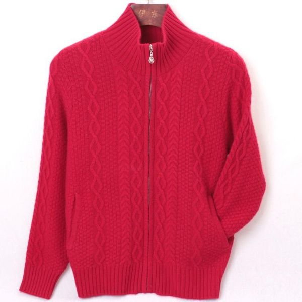 women's jackets autumn and winter coat pure cashmere sweater thickened zipper cardigan color versatile half high collar, Black;brown
women's jackets autumn and winter coat pure cashmere sweater thickened zipper cardigan color versatile half high collar, Black;brown