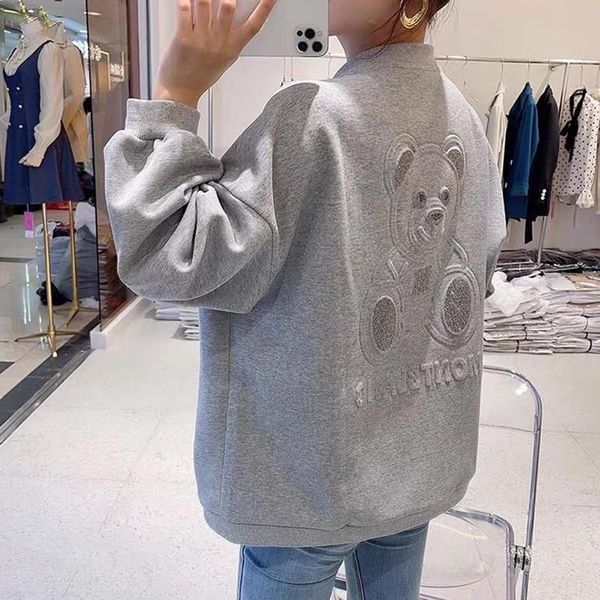 women's jackets bear baseball uniform female spring and autumn 2021 korean loose thin casual sweater cardigan jacket woman, Black;brown
women's jackets bear baseball uniform female spring and autumn 2021 korean loose thin casual sweater cardigan jacket woman, Black;brown