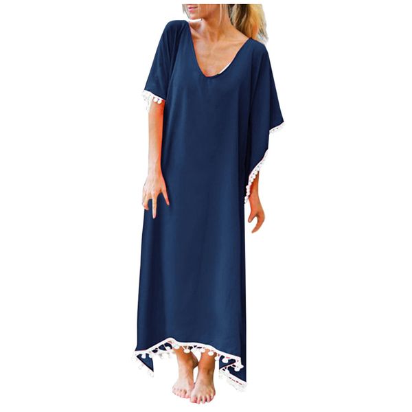 2021 new women summer dress ladies fashion beach solid pom pom trim loose long swimwear cover up cardigan tassel dress plus size s-5xl, Black;gray
2021 new women summer dress ladies fashion beach solid pom pom trim loose long swimwear cover up cardigan tassel dress plus size s-5xl, Black;gray