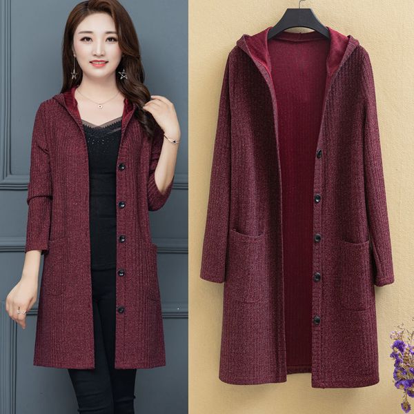 2021 women new autumn winter sweater coat warm loose knitted outerwear female long cardigans hooded overcoats a125bl6e, White;black
2021 women new autumn winter sweater coat warm loose knitted outerwear female long cardigans hooded overcoats a125bl6e, White;black