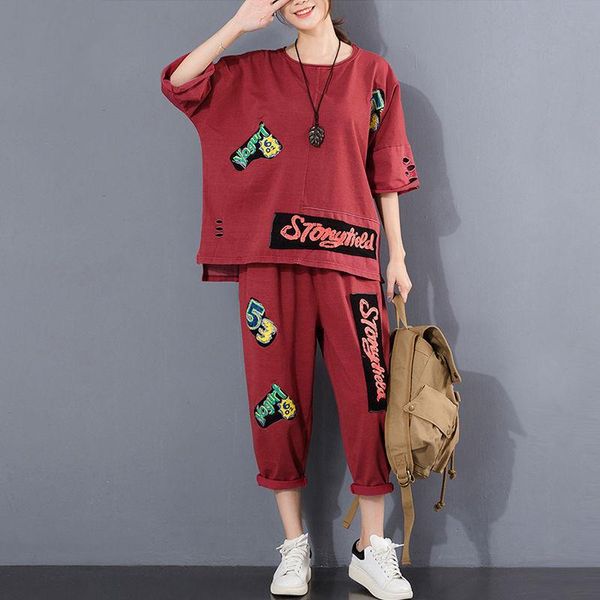 women's two piece pants 2021 summer single piece/set female korean version loose patch mother leisure plus size sportswear suit women a, White
women's two piece pants 2021 summer single piece/set female korean version loose patch mother leisure plus size sportswear suit women a, White