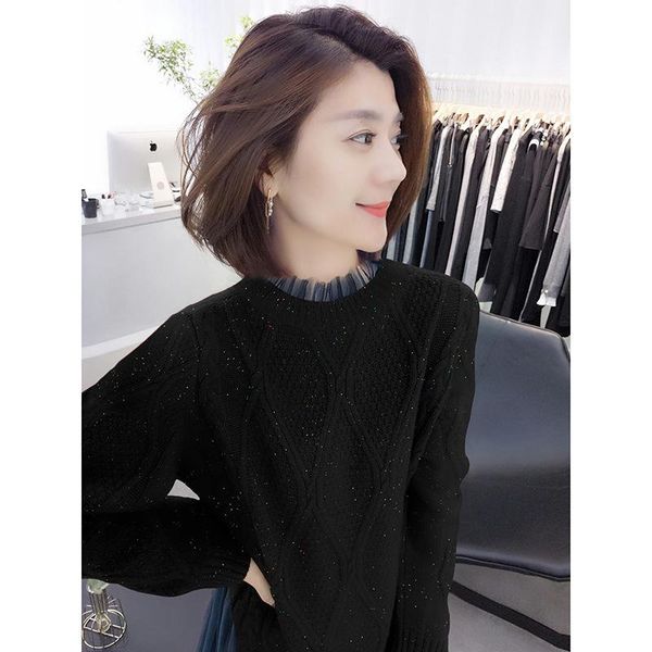 casual dresses bobowaltz temperament long knitting round collar in black dress european women's 2021 autumn, Black;gray
casual dresses bobowaltz temperament long knitting round collar in black dress european women's 2021 autumn, Black;gray