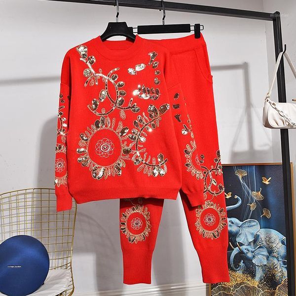 fashion red white black knitted tracksuit outfits women handwork sequin embroidery sweater long pants set loose knit suit female women'
fashion red white black knitted tracksuit outfits women handwork sequin embroidery sweater long pants set loose knit suit female women'