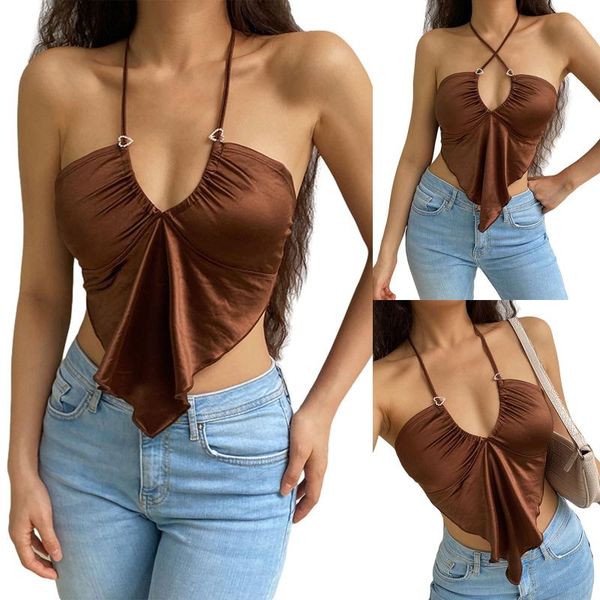 women's tanks & camis halter crop cami , sleeveless solid color hanky hem ruched camisole, White
women's tanks & camis halter crop cami , sleeveless solid color hanky hem ruched camisole, White