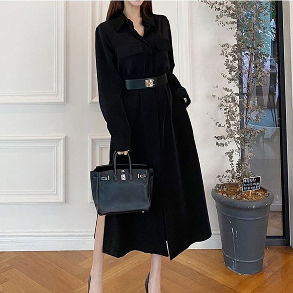 new arrival chic sleeve long shirt dress 2021 spring office ol turn down collar loose dresses xmvy, Black;gray
new arrival chic sleeve long shirt dress 2021 spring office ol turn down collar loose dresses xmvy, Black;gray