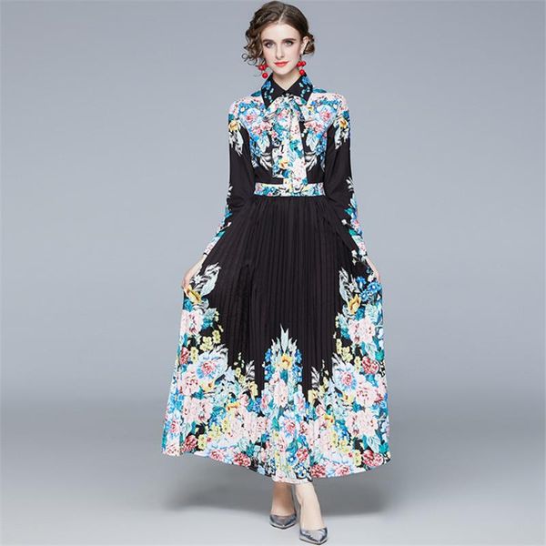 casual dresses autumn long maxi dress women print vintage shirt designer runway pleated vestido de mujer, Black;gray
casual dresses autumn long maxi dress women print vintage shirt designer runway pleated vestido de mujer, Black;gray