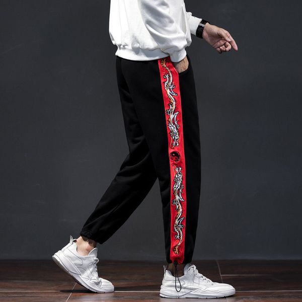 2021 new autumn and winter men's loose dragon embroidery chinese style full length harem pants 4m24, Black
2021 new autumn and winter men's loose dragon embroidery chinese style full length harem pants 4m24, Black