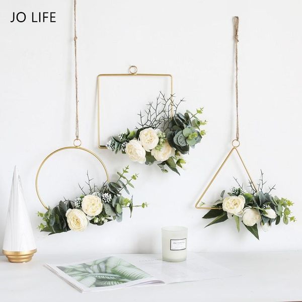 decorative flowers & wreaths jo life hanging gold ornament flower garland wreath arrangement geometry rack for baby shower wedding party lan