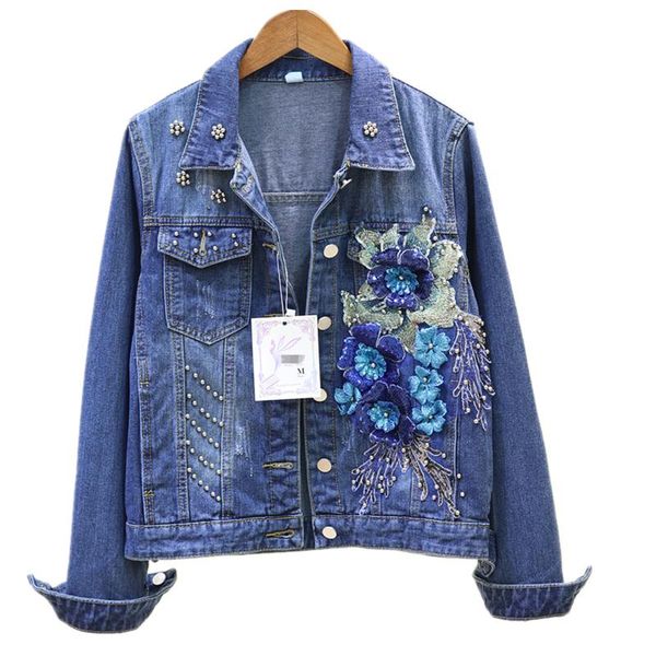 women's jackets 2021 autumn women embroidery three dimensional flowers pearl bead short denim coat woman long sleeve jean jacket femini, Black;brown
women's jackets 2021 autumn women embroidery three dimensional flowers pearl bead short denim coat woman long sleeve jean jacket femini, Black;brown