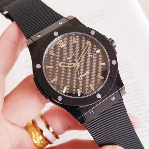 men automatic watches stainless steel luxury waterproof calendar fashion sports black watch with rubber belt, Slivery;brown
men automatic watches stainless steel luxury waterproof calendar fashion sports black watch with rubber belt, Slivery;brown