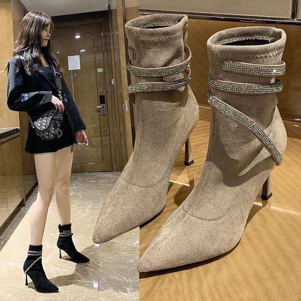 brcchenxi 2021 women high heels ankle boots pointed toe ladies fashion shoes bandage flock new female stiletto platform, Black
brcchenxi 2021 women high heels ankle boots pointed toe ladies fashion shoes bandage flock new female stiletto platform, Black