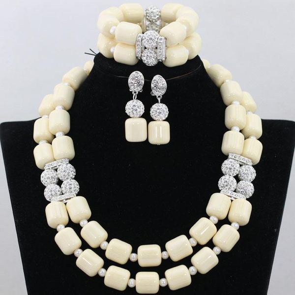 earrings & necklace fashion 2 rolls milky white cylindrical beads set women party occassion choker ncl703, Silver
earrings & necklace fashion 2 rolls milky white cylindrical beads set women party occassion choker ncl703, Silver