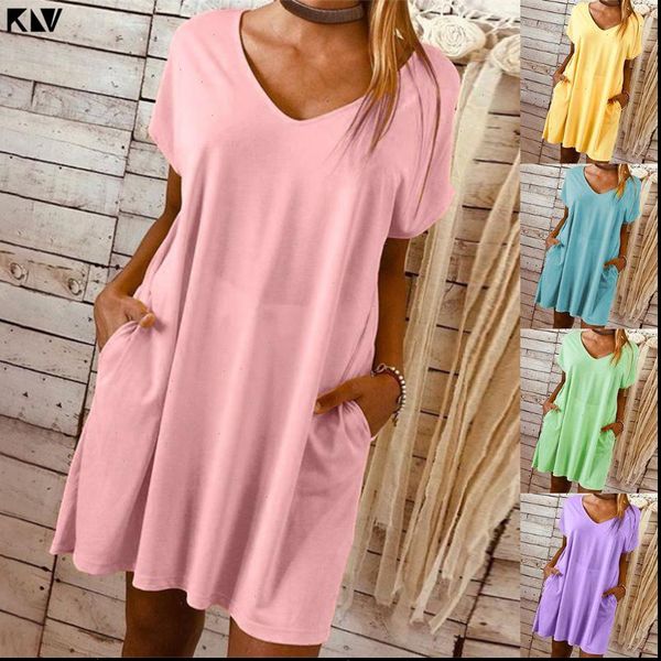 ladies women plus size casual plain v neck dress loose long solid short sleeve mini dress with pockets, Black;gray
ladies women plus size casual plain v neck dress loose long solid short sleeve mini dress with pockets, Black;gray